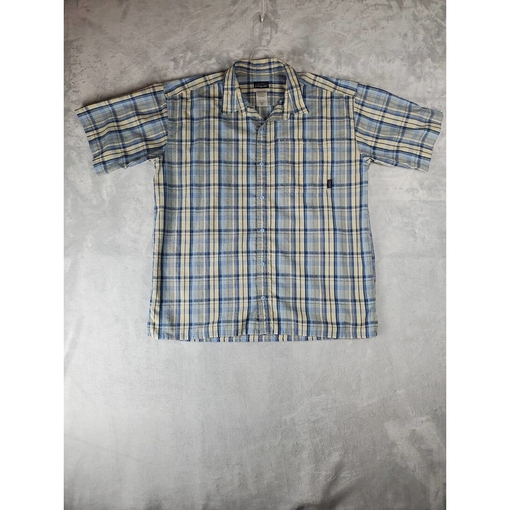 Patagonia Seersucker Shirt Plaid Short Sleeve Men's Button Up XL